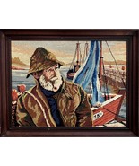 Vintage Margot de Paris Needlepoint Tapestry: French Fisherman Coastal W... - $4,485.54 MXN