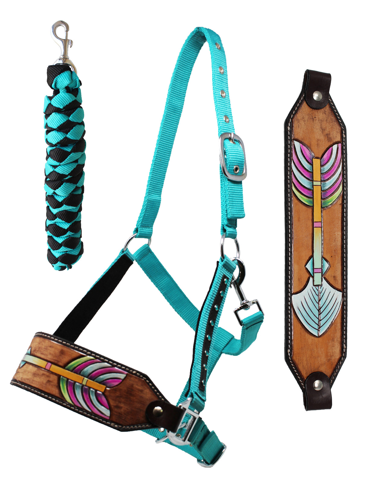 New! Leather Adjustable Noseband and Tiedown