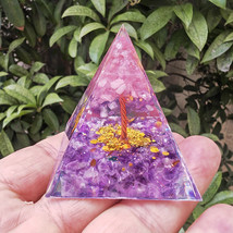 Natural Orgonite Pyramid Reiki Amethyst Energy Healing Chakra Meditation... - $11.99