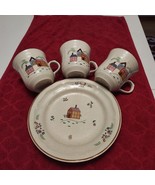 Newcor OUR COUNTRY Set/3 Flat Cups 3 3/8&quot; &amp; 1 Salad Plate Heartland Pattern - €13,58 EUR
