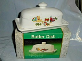 Butter Dish Covered With Underplate Ceramic Walmart Brand Christmas Toys... - $12.34