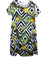 LuLaRoe Dress Women Large Jungle Floral Print Short Sleeves Midi Knit Summer - £10.01 GBP