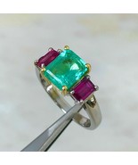 2.16 Carat Colombian Emerald &amp; Ruby Ring Engagement Trilogy 18k Two Tone... - $92.74