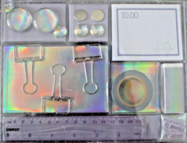 Holographic Stationery Set School Desk Accessories Binder Clips Push Pin... - £4.55 GBP