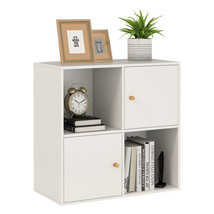 4-Cube Bookcase 3-Tier Bookshelf with Dual Anti-Tipping Kits and 2 Cabin... - $64.02