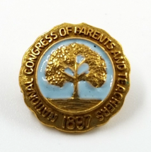 1897 National Congress Of Parents And Teachers Gold Tone Enamel Lapel Pin Brooch - £9.71 GBP