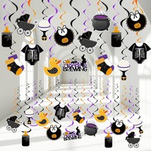 54 Pieces A Baby Is Brewing Baby Shower Hanging Swirls And Cutouts Halloween Bab - £16.46 GBP