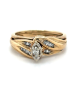 10k Yellow Gold 1/4ct Diamond Solitaire Engagement Ring & Band 3.5g Size 5 - $485.10