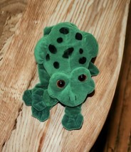 Vintage Plush Creations Green Frog Hand Glove Puppet Black Spots Toad Plush Toy - $10.40