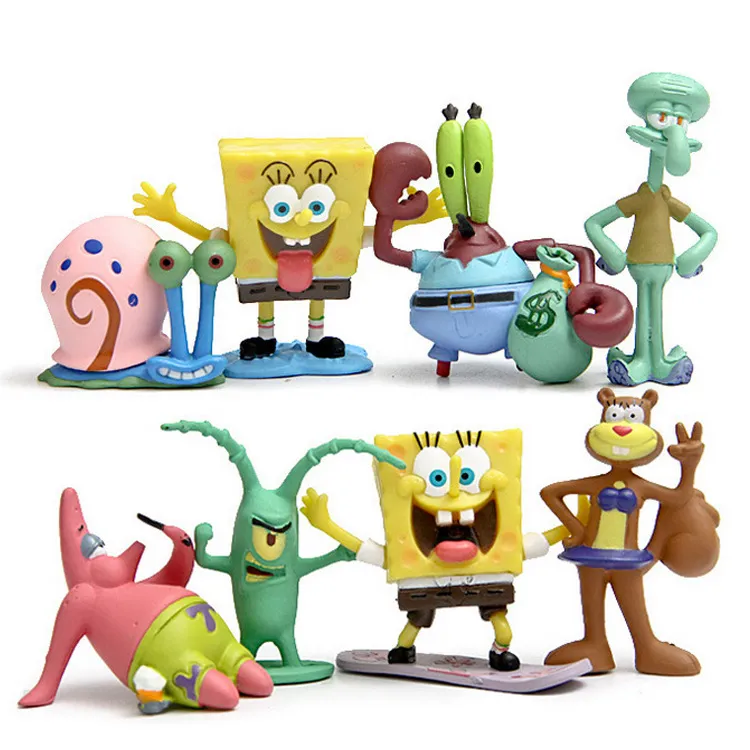 8pcs set spongebob patrick keychain figure collection model toys thumb200