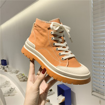 Autumn New Women Canvas Boots Fashion Orange Women Casual Boots Lace-up Breathab - £61.12 GBP