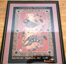 Bulurru Kangaroo Tracking Framed Silkscreen Fabric Australian Aboriginal... - £72.72 GBP