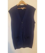 Turtle Bay New York Men&#39;s Blue Sweater Vest Sz L Sleeveless Cardigan w/P... - £10.34 GBP