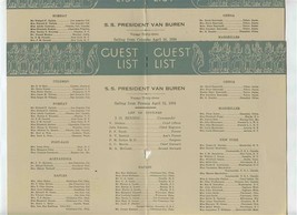 American President Lines SS President Van Buren Guest Lists 1934 - £22.07 GBP