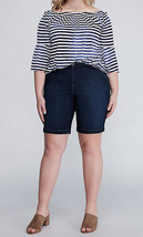 Lane Bryant Womens Bermuda Jean Shorts sz 14 Dark Blue Denim Stretch Jea... - $44.52