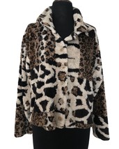 Supply &amp; Demand Animal Print Sherpa Furry Jacket Cardigan Front Button sz S - $25.00