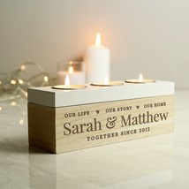 Personalised Our Life, Story, Home Triple Tea Light Box , New Home Gift ... - £12.74 GBP