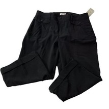 Christopher &amp; Banks Dress Pants Women&#39;s Sz 14 Black Wide Leg Cuffed Crop... - $19.88