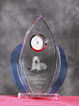 Central Asian Shepherd Dog-   crystal clock in the shape of a wings with... - £51.68 GBP