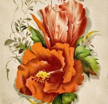 C1890s Victorian Greeting Trade Card Merry Christmas Flowers Ephemera E83A - $27.56 CAD