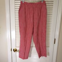 Allison Daley Crop Pants Size 14P Petite Gingham Check Red White Pull On - £12.55 GBP