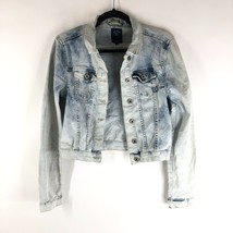 Anti Blue Womens Denim Jacket Retro Trucker Acid Wash Stretch Distressed S - £22.63 GBP