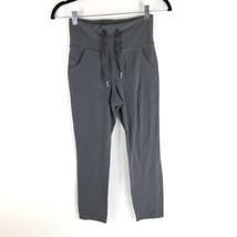 Lululemon Will Crop Pants Soot Light Gray Drawstring Pockets 4 - £26.96 GBP