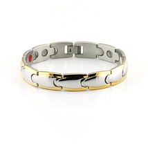 Magnetic Bracelet Men Stainless Steel Magnet Germanium Gold Chain Bracel... - £23.76 GBP