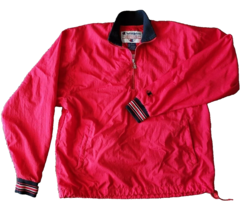 Y2K Champion 1/2 Zip Jacket Mens M Red Nylon Windbreaker Pullover Big C Logo - £14.76 GBP