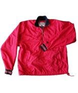 Y2K Champion 1/2 Zip Jacket Mens M Red Nylon Windbreaker Pullover Big C ... - £14.63 GBP