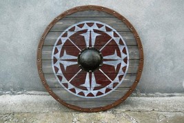 Viking Shield, Medieval Knight Authentic Round Wooden Warrior Norse Batt... - £88.74 GBP