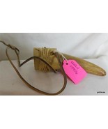 Vintage North American Antler on Rawhide Leather Strap 5&quot; A - $19.80