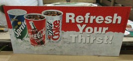 Vintage Coca Cola Sprite Refresh Your Thirst Cardboard Sign Diet Coke Ice B - £74.17 GBP
