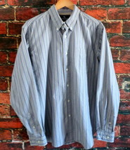 American Living Men&#39;s Long Sleeve Button Shirt XL Blue &amp; Green Striped - $11.39