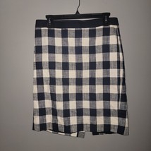 Womens J.CREW Blue &amp; White Plaid Lined THE PENCIL Skirt Size 6 - £19.77 GBP