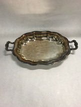 Silver Plate platter handles 16inch with handles VINTAGE  Engraved  ornate - $24.40