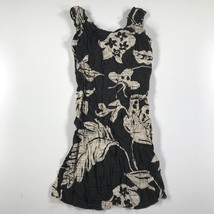 Vintage Jams World Dress Womens 7 Black White Leaves Flowers Short Length - £29.71 GBP