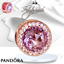Pandora Rose Gold Radiant Hearts Sparkling Lavender  Charm US SELLER - $1,036.91 MXN