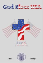 American Flag Cross Pin – Patriotic USA Christian Lapel Badge | God Bles... - $84.40 MXN