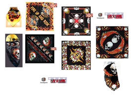 Lot Of 5 Hav-A-Hank Skull Tribal Flames Bandana Head Wrap Neck Scarf Face Mask - £21.34 GBP