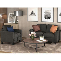 Living Room Furniture Armrest Single Chair And Loveseat Sofa (Black) - £465.48 GBP