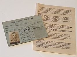 LOT 1944 original 2pc WWII ID CARD &amp; AIRMAN ALLIES u.s. air force OMER S... - $123.70