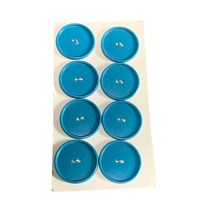 Vintage Blue Plastic Buttons Card 8 Pcs 1&quot; Diameter Sewing Craft Supply - $14.36