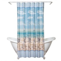 Seaside Serenity Fabric Shower Curtain Summer Beach House Coastal Tropical NEW - £20.88 GBP