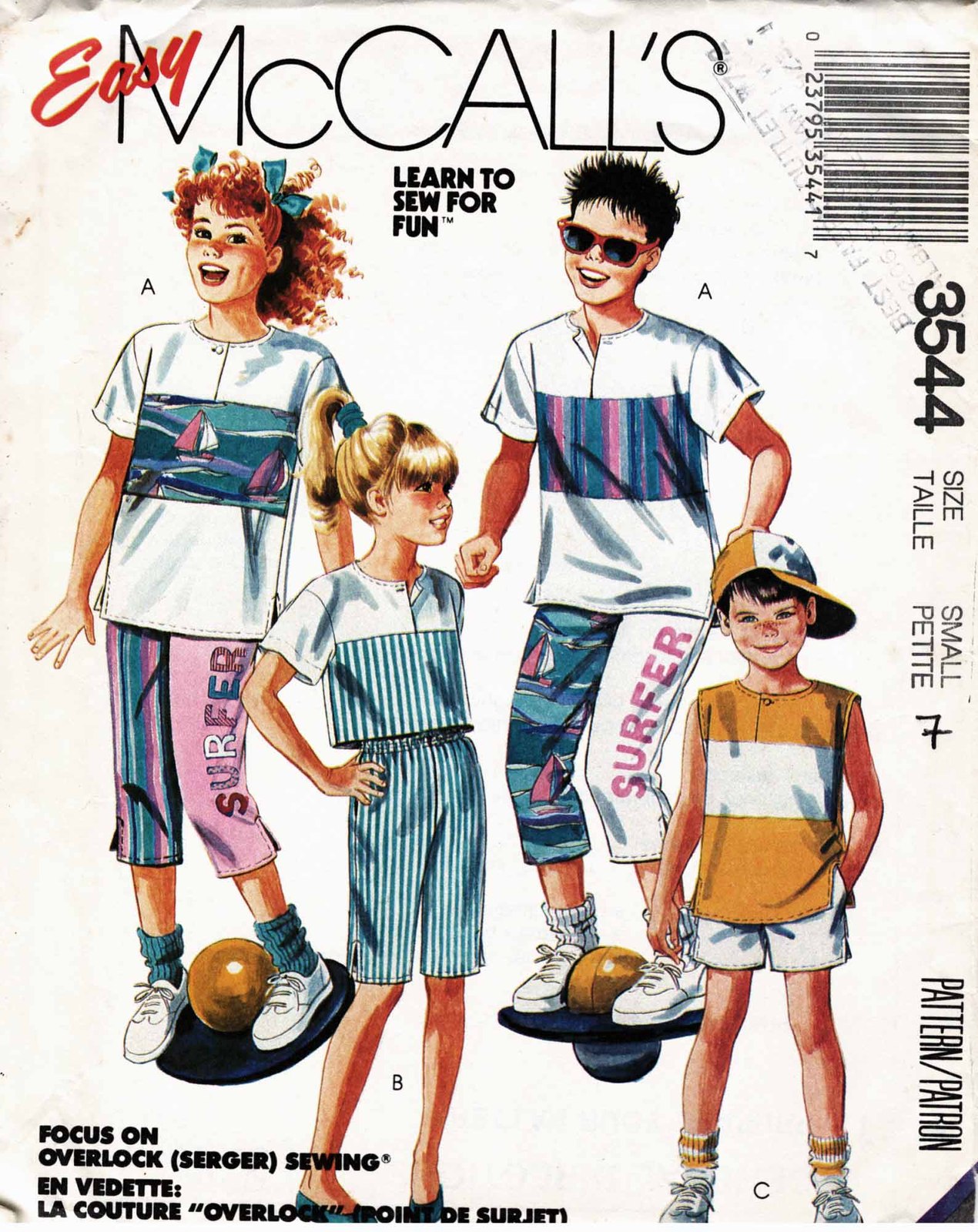 Vintage 1988 Child's TOP, PANTS & SHORTS McCall's EASY Pattern 3544 Size 7 UNCUT - $12.00