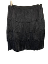 Lauren Ralph Lauren Womens Addie Black Fringe Skirt Size 4 Petite Retail... - £35.00 GBP