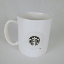 2004 Starbucks White Coffee Cup With Black Mermaid Logo &amp; White Outer Ring - $11.87