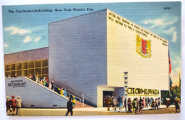 New York Worlds Fair Postcard Czechoslovak Building Linen 1939 Tichnor Brothers - £9.22 GBP
