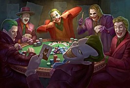 Cinematic Jokers Playing Poker Poster | Wall Art | Batman Movies | Heath... - $19.99