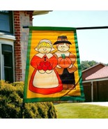 Thanksgiving Pilgrim Couple Outdoor Holiday Yard Flag Vintage 1995 27 x 39 - $283.06 MXN